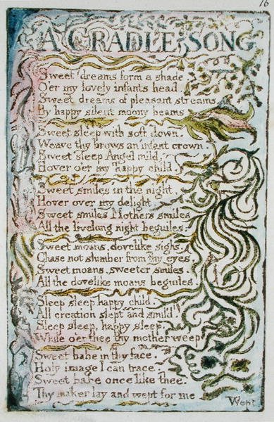 A Cradle Song, pl. 1 illustration from Songs of Innocence and of Experience (Bentley Copy L) by William Blake
